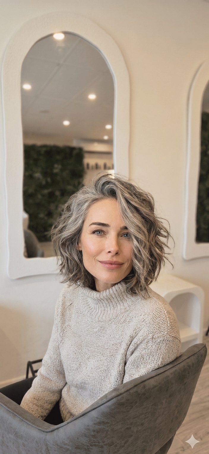 Silver textured bob
